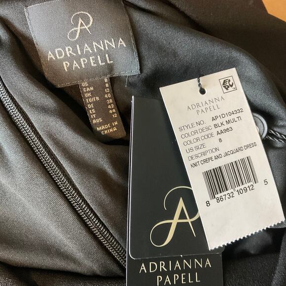 Adrianna Papell Floral Print Fit and Flare Mini Cocktail Dress Black Size 8 - Picture 9 of 12